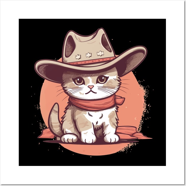 Funny Cat Cowboy Cowgirl Meow Howdy Meowdy Wall Art by KsuAnn